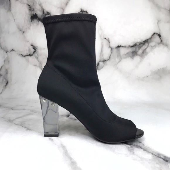 Parker & Sky Black Satin Clear heel Booties 🖤 - Picture 3 of 7